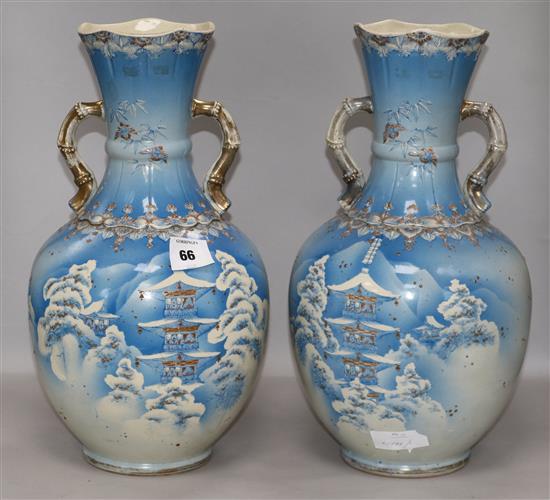 A pair of Japanese vases H.42cm